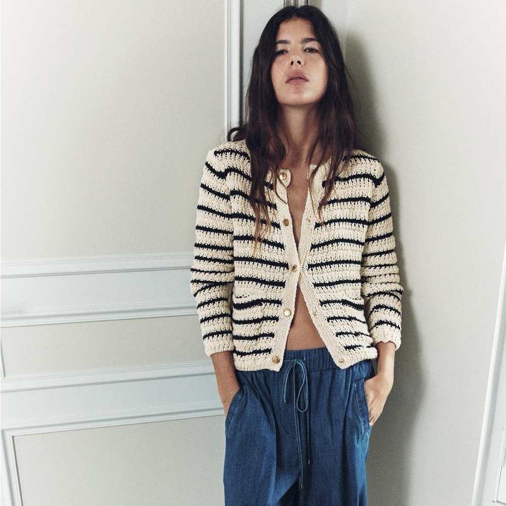 Zara Striped Knit Cardigan